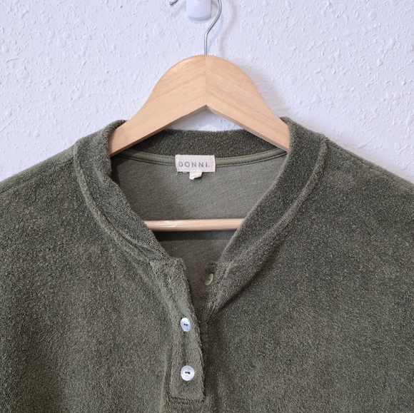 Donni Green Terry Henley Sweater XS - Picture 4 of 7